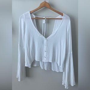 Forever 21 Bell Sleeve Top White Small